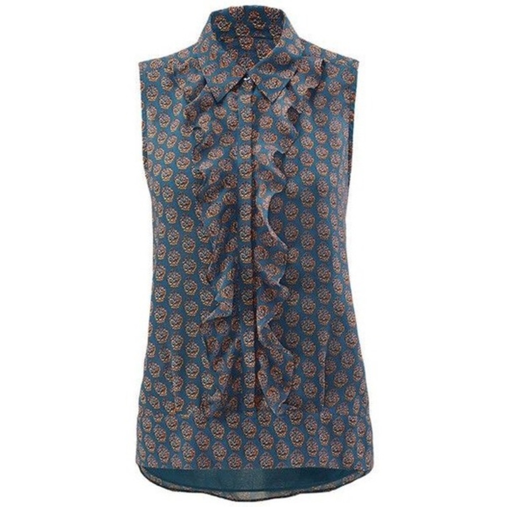 Cabi Medallion Reign ruffle sleeveless top blouse